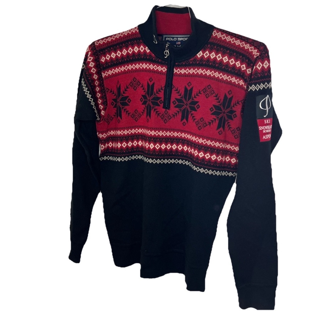 Vintage Polo Sport Ralph Lauren Wool Knit Sweater Womens Xs Snowflake Fair Isle